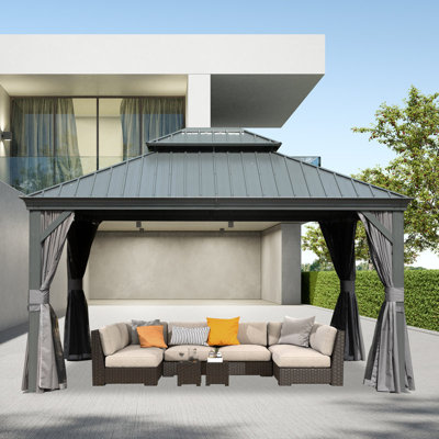 Aluminum Galvanized Steel Patio Gazebo with Double Roof