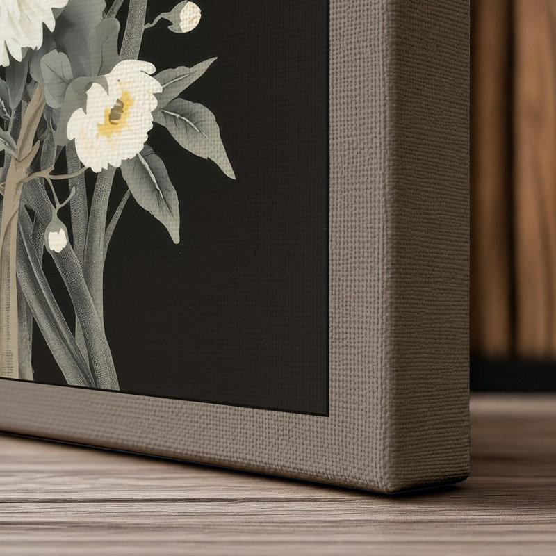 Gerbera Daisies in Bloom Botanical - Wrapped Canvas, 36x24 - 91.4 x 61.0 cm, Taupe Border