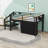 9 Drawers Twin Low Loft Bed with Storage Staircase and Built-In Lighting-1890801896