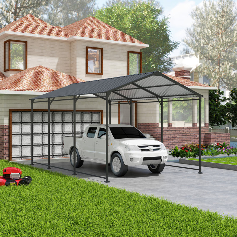 Abri de garage extérieur robuste en métal galvanisé 1015 pi - Abri de garage avec toit en acier