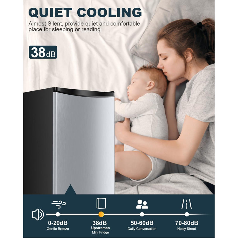 Mini réfrigérateur à porte simple de 3,2 pi³ avec congélateur - réfrigérateur compact pour dortoir, chambre à coucher et bureau, thermostat réglable, conception écoénergétique