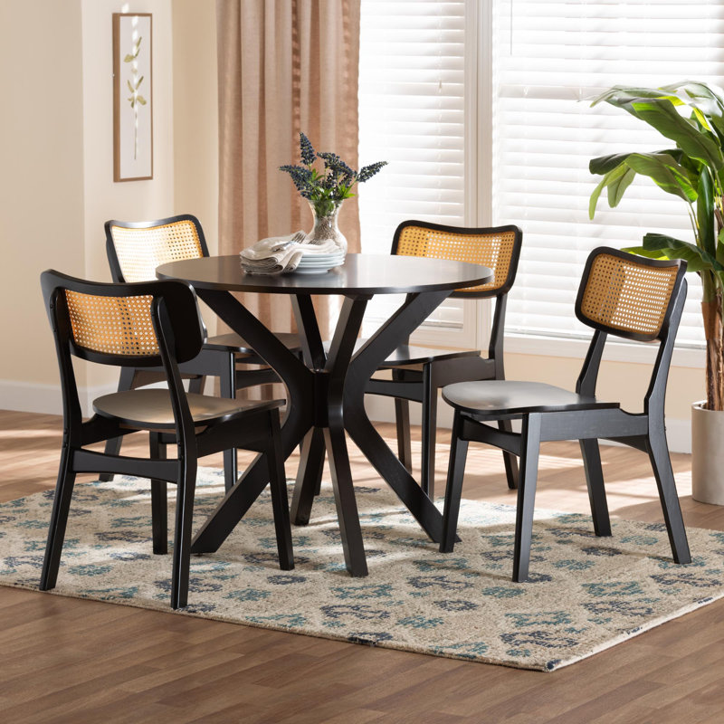 Ensemble repas pour 4 personnes Branoon, Noir, Noir/naturel