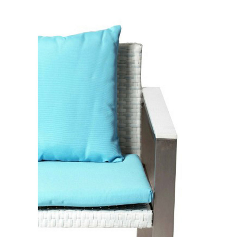 Chaise rembourrée en aluminium rembourrée avec rotin, Bleu