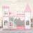 Pink-toned Twin Over Twin Castle Style Solid Wood Bunk Bed Frame with Integrated Side Ladder