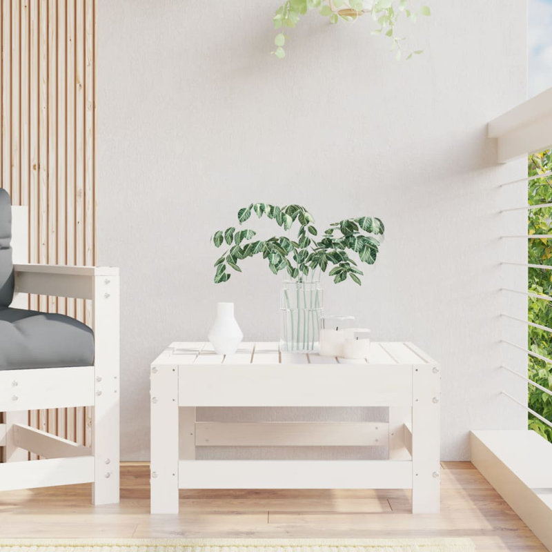 Repose-pieds de patio en bois massif Ophelia & Co., Blanc / Blanc