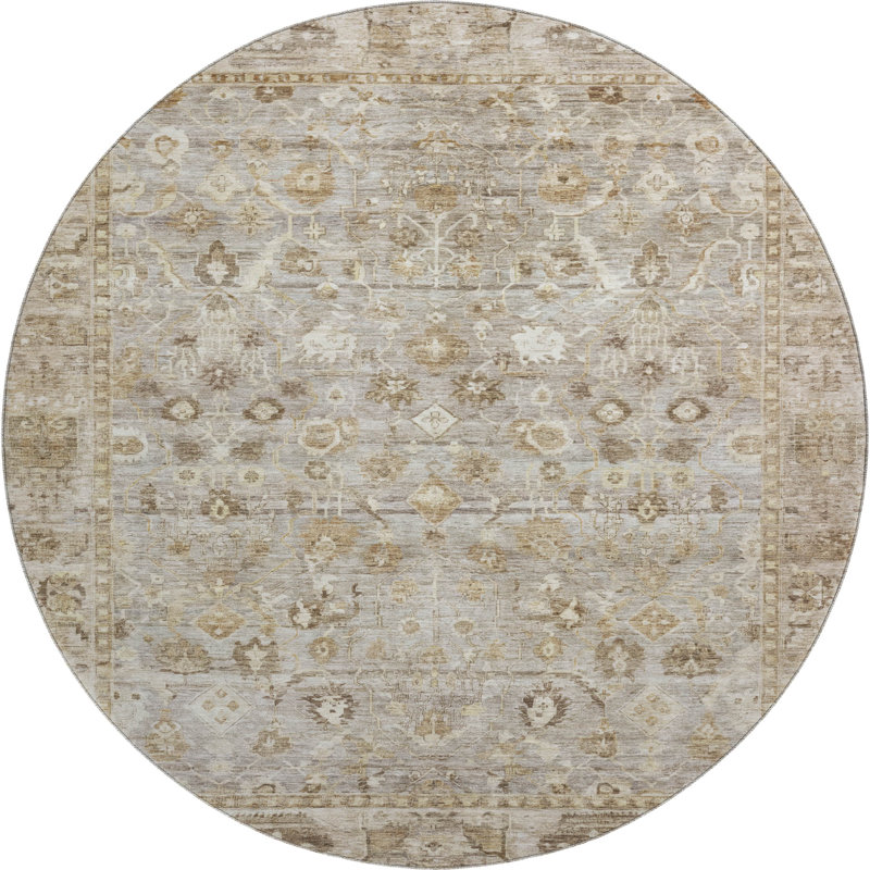 Premium Machine Washable Maag AMF1772 Global Rug, Round 8'