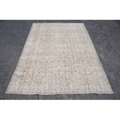 Tapis Oushak rétro vintage avec motif floral élégant pour un élégant décor de salon antique