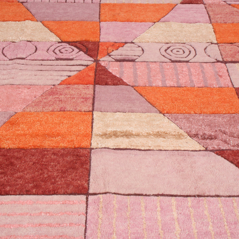Hand Knotted Wool Geometric Area Rug, Rectangle 9' x 12'