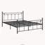 Lit plateforme victorien élégant en métal, style Queen, tête et pied de lit surélevés en forme de H, noir-742752023