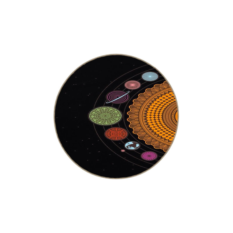Solar System Themed Woven Base Carpet And Washable Carpet, Rectangle 3'4" x 6'7"