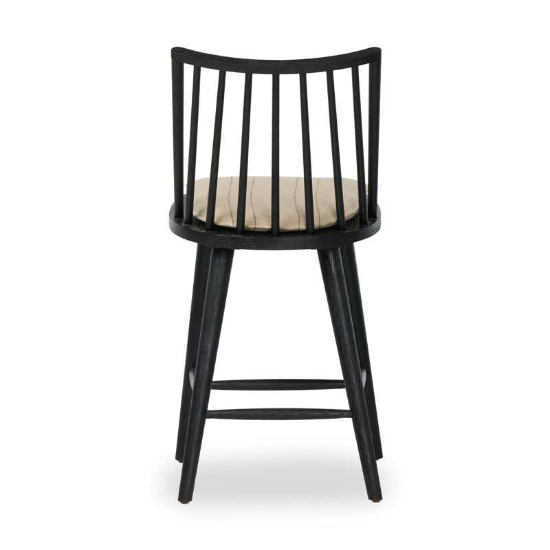 Lewis Windsor Stool With Cushion-Black Oak-Counter, Black Oak, Counter Stool (25.02” Seat Height)