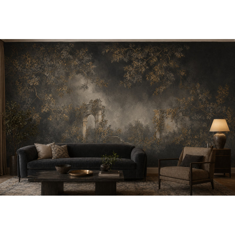 Papier peint classique avec ruines et pierres, Textured Non-Pasted, 120 po x 96 po