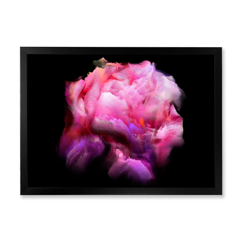 «Pink Dark Fractal Flower», cadre photo, impression sur toile, Cadre photo noir, H 8 po x l 12 po x P 1,5 po