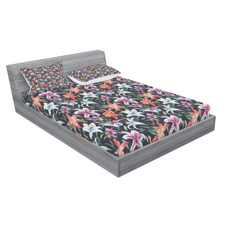 Ensemble de draps à motif floral, Ensemble de drap pour grand lit avec drap-housse