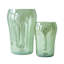 S / 2 vases décoratifs en verre vert avec motifs de visage