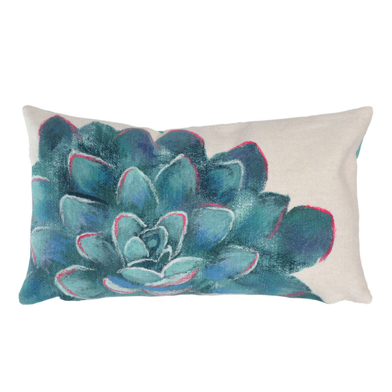 Floral Outdoor Reversible Throw Pillow, Ivory