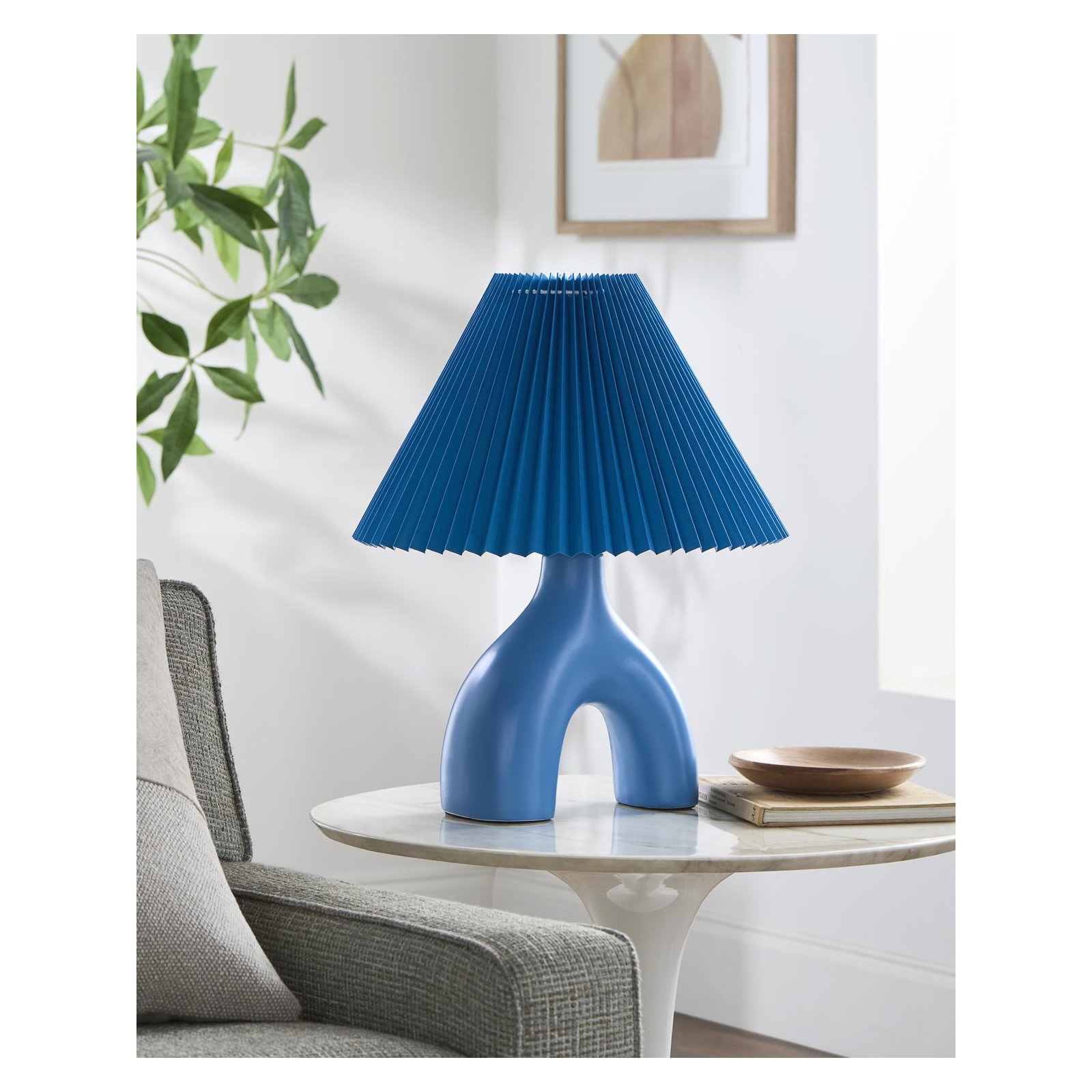 Celes Table Lamp, Blue, Blue