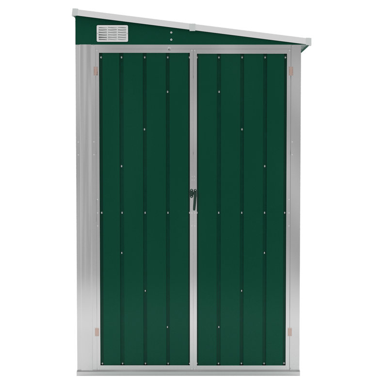 vidaXL Storage Shed Wall-mounted Garden Shed for Backyard Galvanized Steel, Green