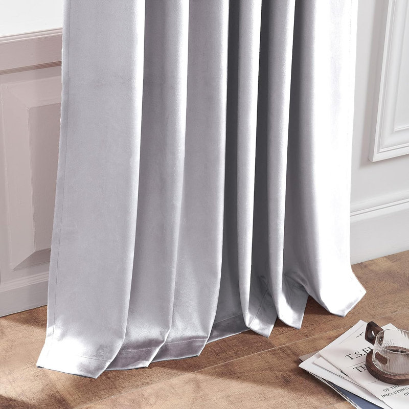 Aikens Blackout Rod Pocket and Back Tab Curtain Panel, Gray White, 52" W x 84" L
