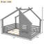Lit double pleine grandeur gris avec fenêtre décorative et tablette fonctionnelle, conception surbaissée durable et à montage rapide pour support de matelas robuste-130155765