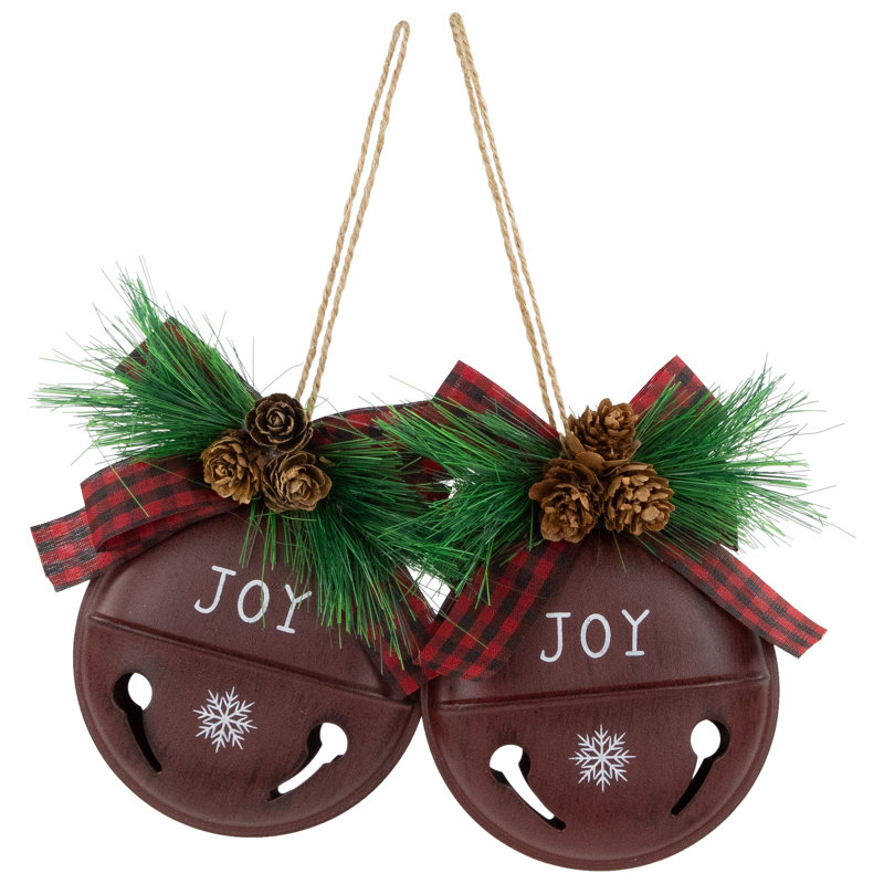 Ornements en forme de flocons de neige «Joy» Jingle Bell - 5 po - ensemble de 2