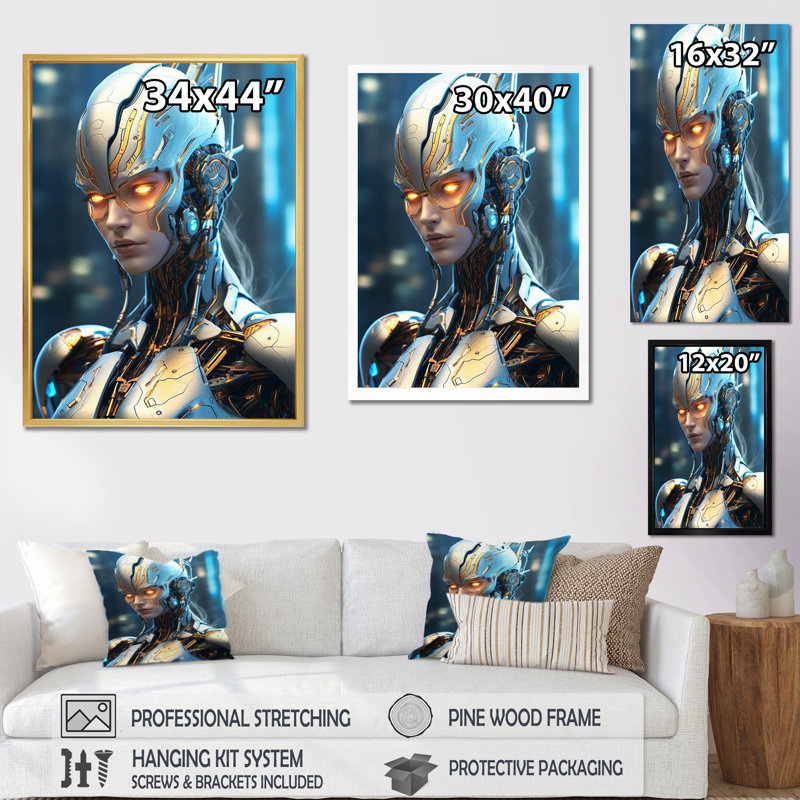 «Femelle Space Voyager III», reproduction d'art sur toile, Cadre flottant doré, H 40 po x l 30 po x P 1,5 po