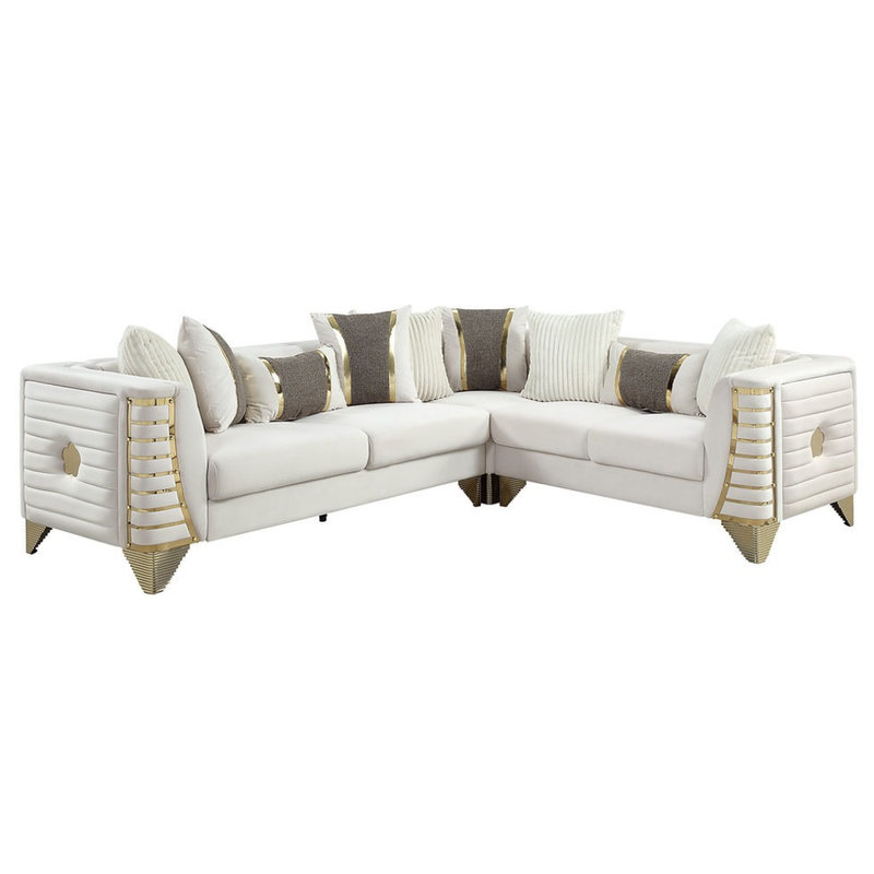Donovan Sectional, Cream Velvet