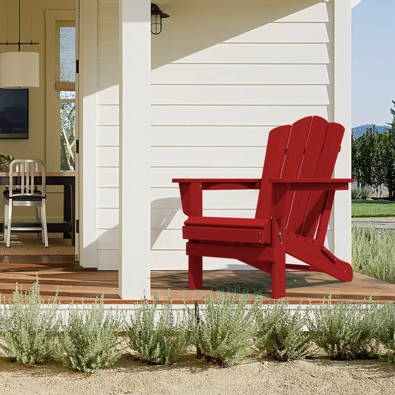 HDPE Foldable Steel Adirondack Chair, Red