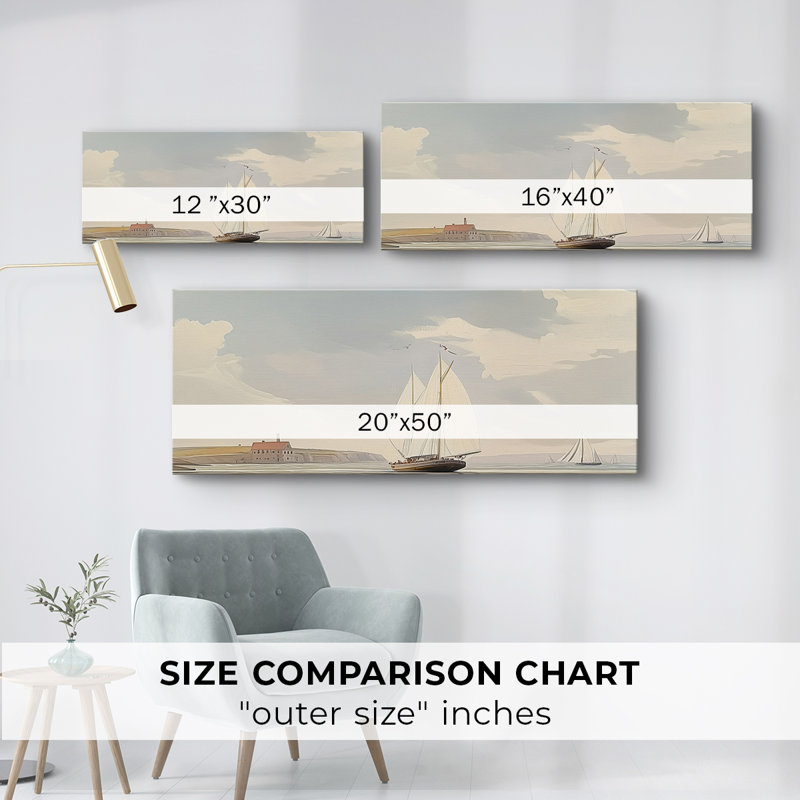 Nautical Series-XLVI- Toile tendue avec châssis - Prêt à accrocher, H 20 po x l 50 po