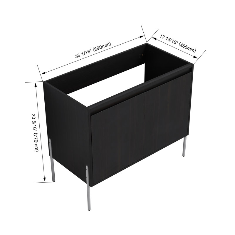 Base de meuble-lavabo autoportant 36 po, armoire de rangement moderne avec portes à fermeture douce, support en bois sans évier, chêne foncé