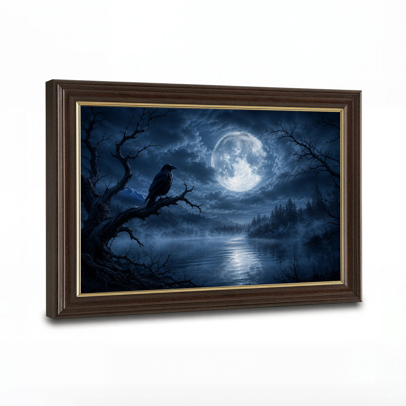 Pleine lune sur un lac brumeux, 16"H x 24"W