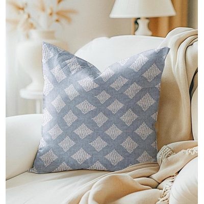 Blue Grey Geometric Pillow Cover