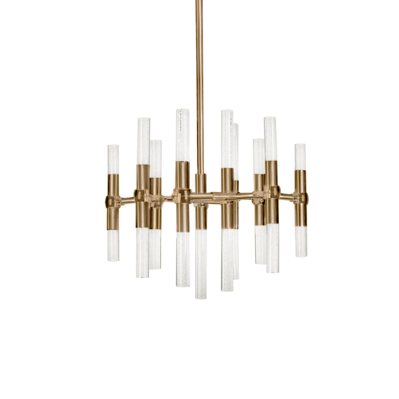 Turin 12 - Light LED Chandelier, Polished Nickel, 17.5" H x 27" W x 27" D