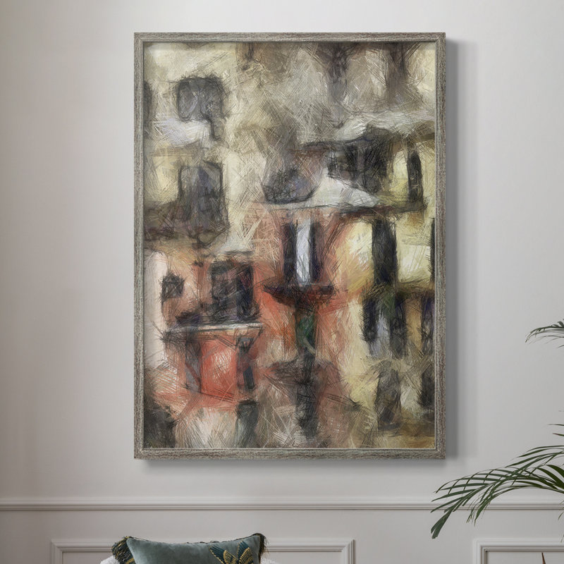 Stacked Houses I Framed Print - Solid Wood, 11" H x 9" W