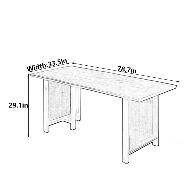 Modern Minimalist Wood Dining Table, 29.1"H x 78.7"L x 33.5"W