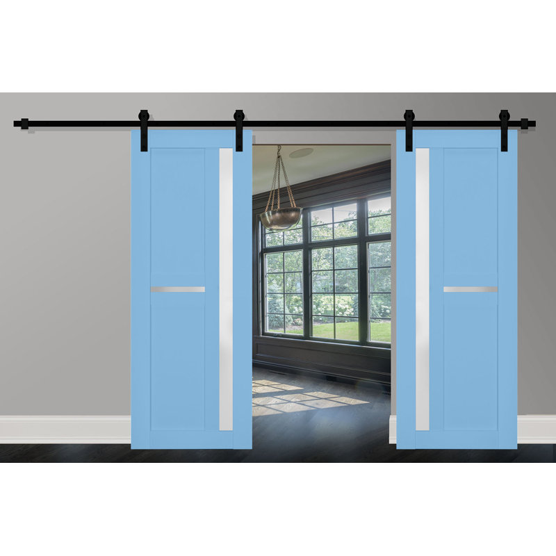 Portes de grange en bois givré Veregio, 72 po x 84 po, Aigue-marine