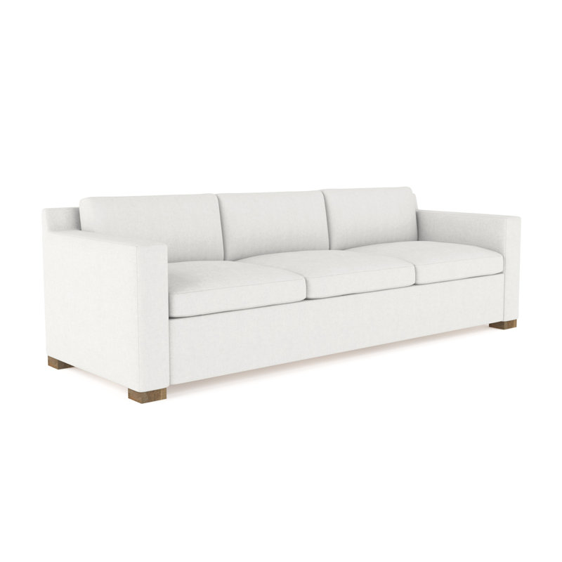 Canapé Mercer, H 33,5 po x l 108 po x P 39 po, Lin Box Weave blanc, Patiné
