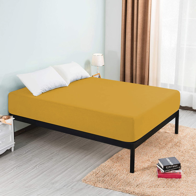Microfiber Brushed Deep 40cm Fitted Bed Sheet, Double (4'6), Ochre
