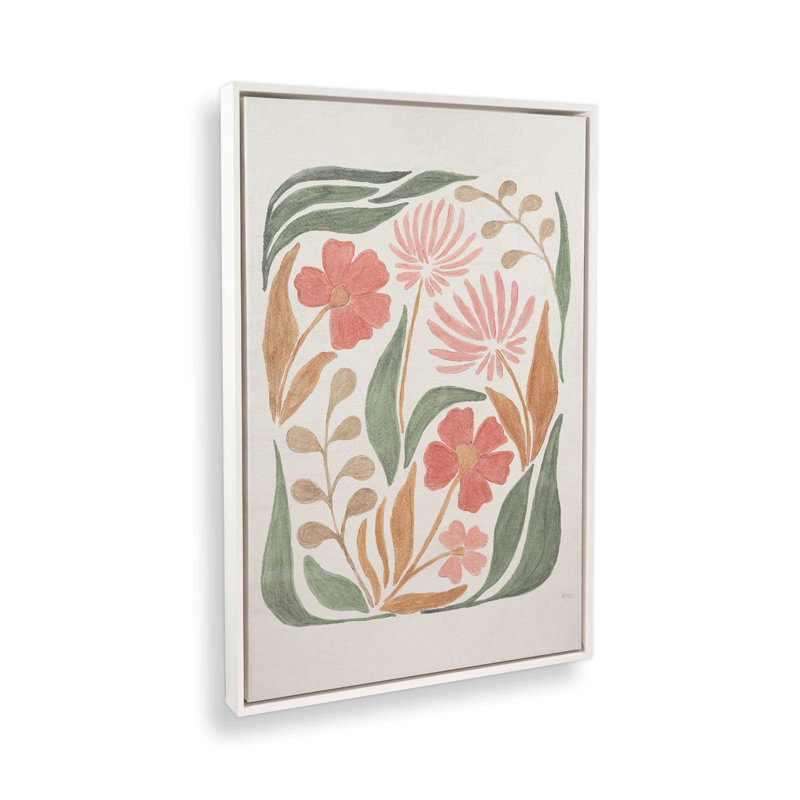 Coral Florals II, reproduction sur toile dans un cadre, H 18,75 po x l 12,75 po, Blanc opaque