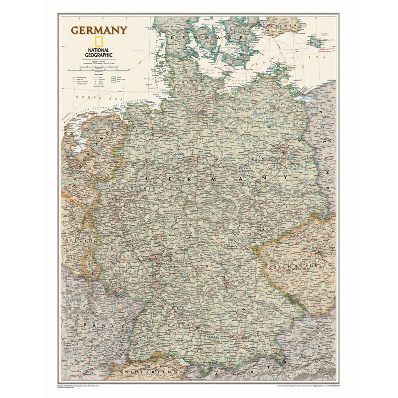 Carte murale classique allemagne, Stratifié (24 po x 30 po)