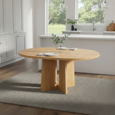 Solid Wood Round Extendable Dining Table With 16 Inch Removable Leaf For Kitchen, Dining Room, Living Room