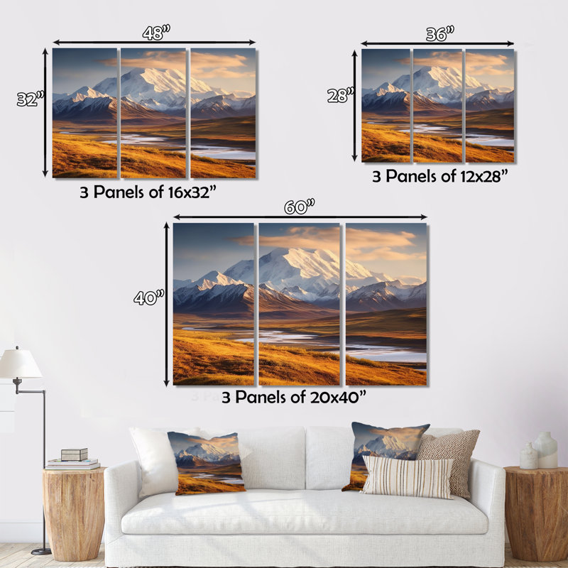 «Exploration de la grande nature sauvage II», reproduction sur toile 3 pièces, H 32 po x l 48 po x P 1 po