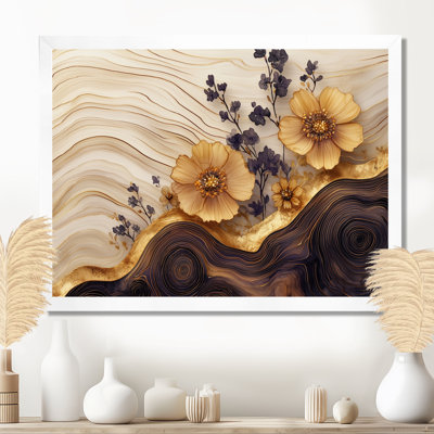 Fleurs sauvages sur une rivière en bois I - Art mural fleurs sauvages