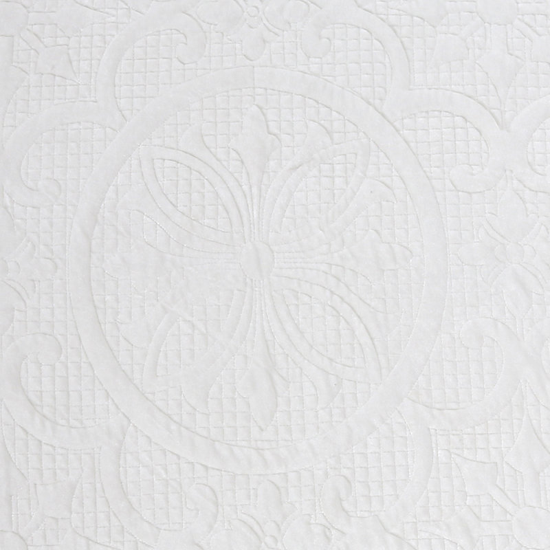 Estate Farmhouse / Country Velvet Quilt, King Quilt + 2 Shams, Ivory