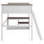 Lit mezzanine en bois avec organisateur de chevet, station de charge USB, échelle, bureau et bureau intégré