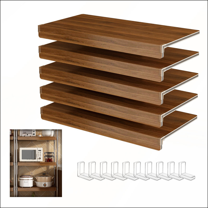 5 couvertures en mousse de PVC 5 pièces pour garde-robe et garde-manger, faciles à installer, rehaussent l'esthétique du rangement avec une texture en bois
