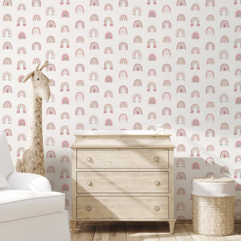Kids and Teens Collection Rainbo-Ho Wallpaper Roll, Pink