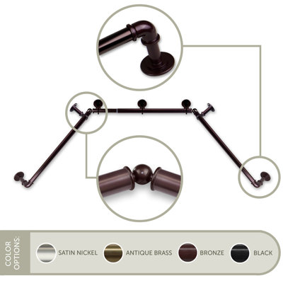 Emert Bay Window Curtain Single Blackout Rod