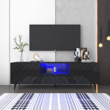 Modern White TV Stand with LED Lights, 71 Gaming Entertainment Center with  20 Color RGB Lights, TV Console for 75 inch TV