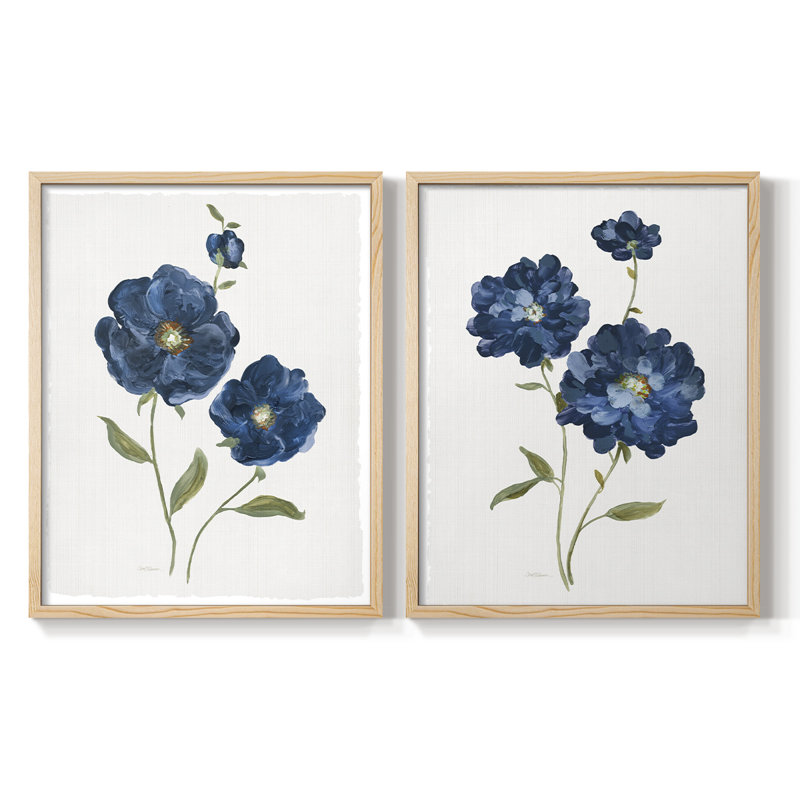 Coquelicots bleus - reproduction encadrée de qualité supérieure - prête à être accrochée - aucun clou requis - aucun clou requis
